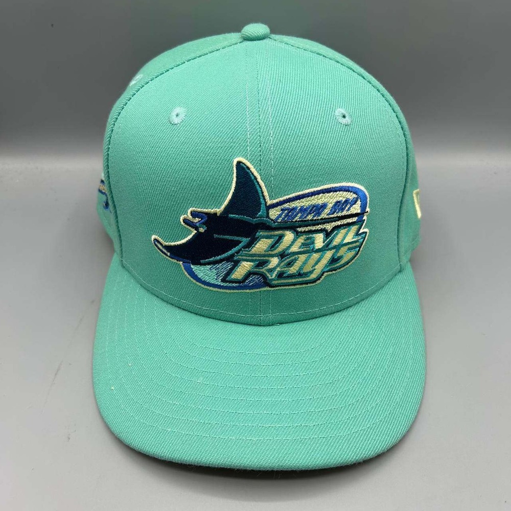 Tampa Bay Devil Rays MLB Hat Men 7 3/8 Green Yellow 59Fifty New Era Fitted Cap